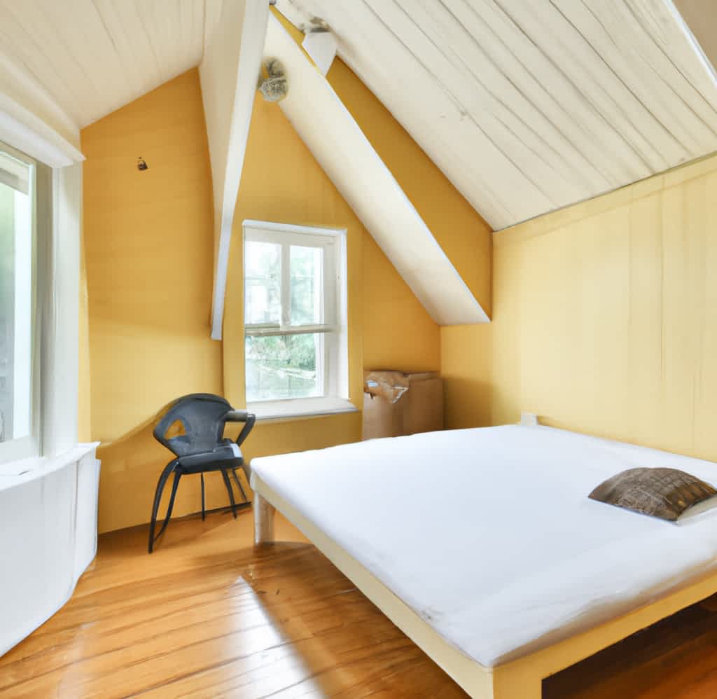 Buhardilla con cama y ventana